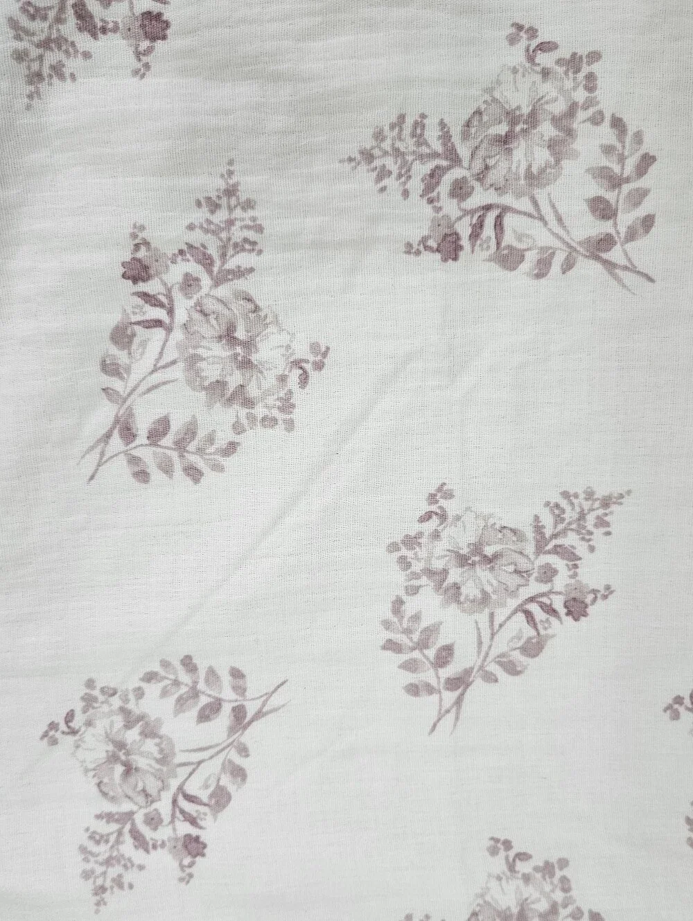 Shabby Chic Mauve Floral White STD Pillow Shams Textured Gauzy Cotton Fringe NEW